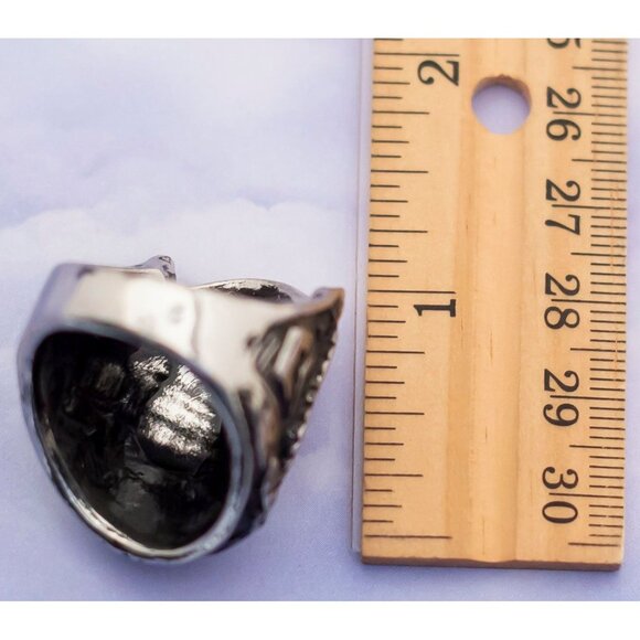 Vintage Gothic Avaiator Skull Ring - S13 - Picture 3 of 3